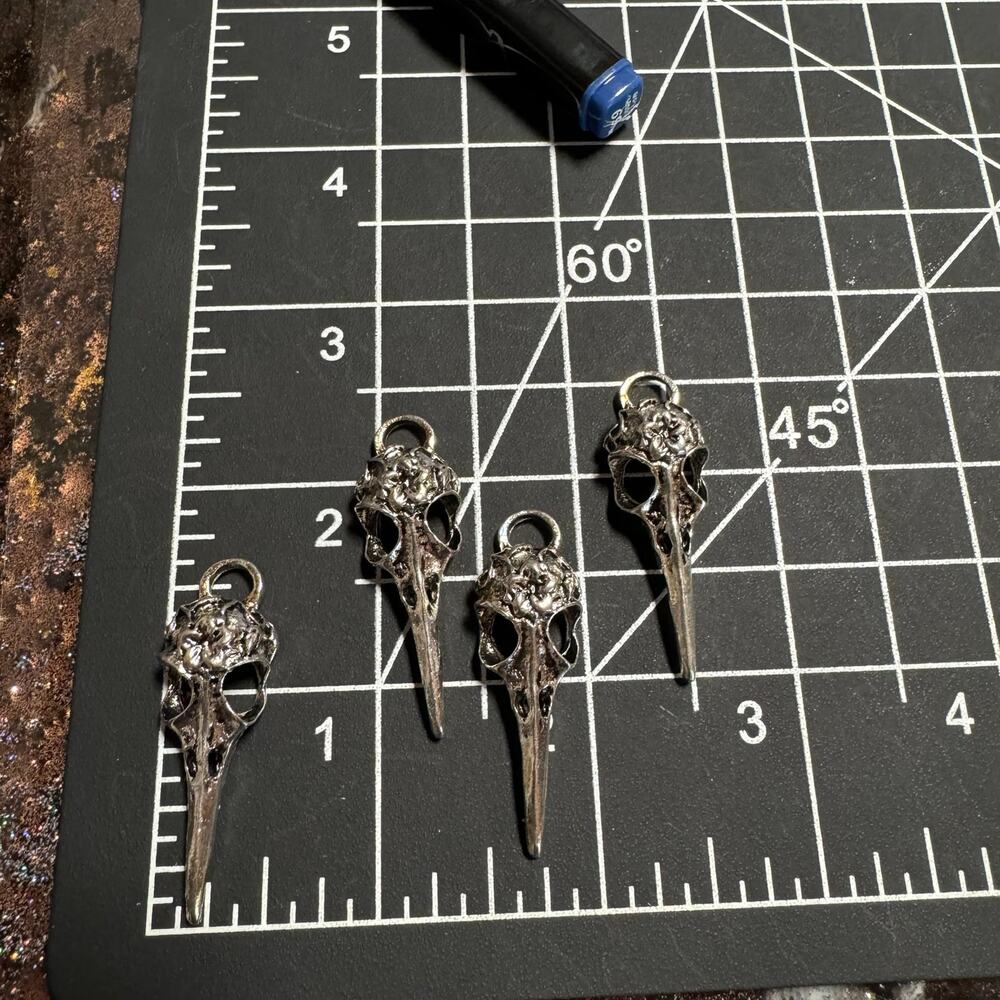 Silver tone bird raven pendant charms jewelry making gothic punk